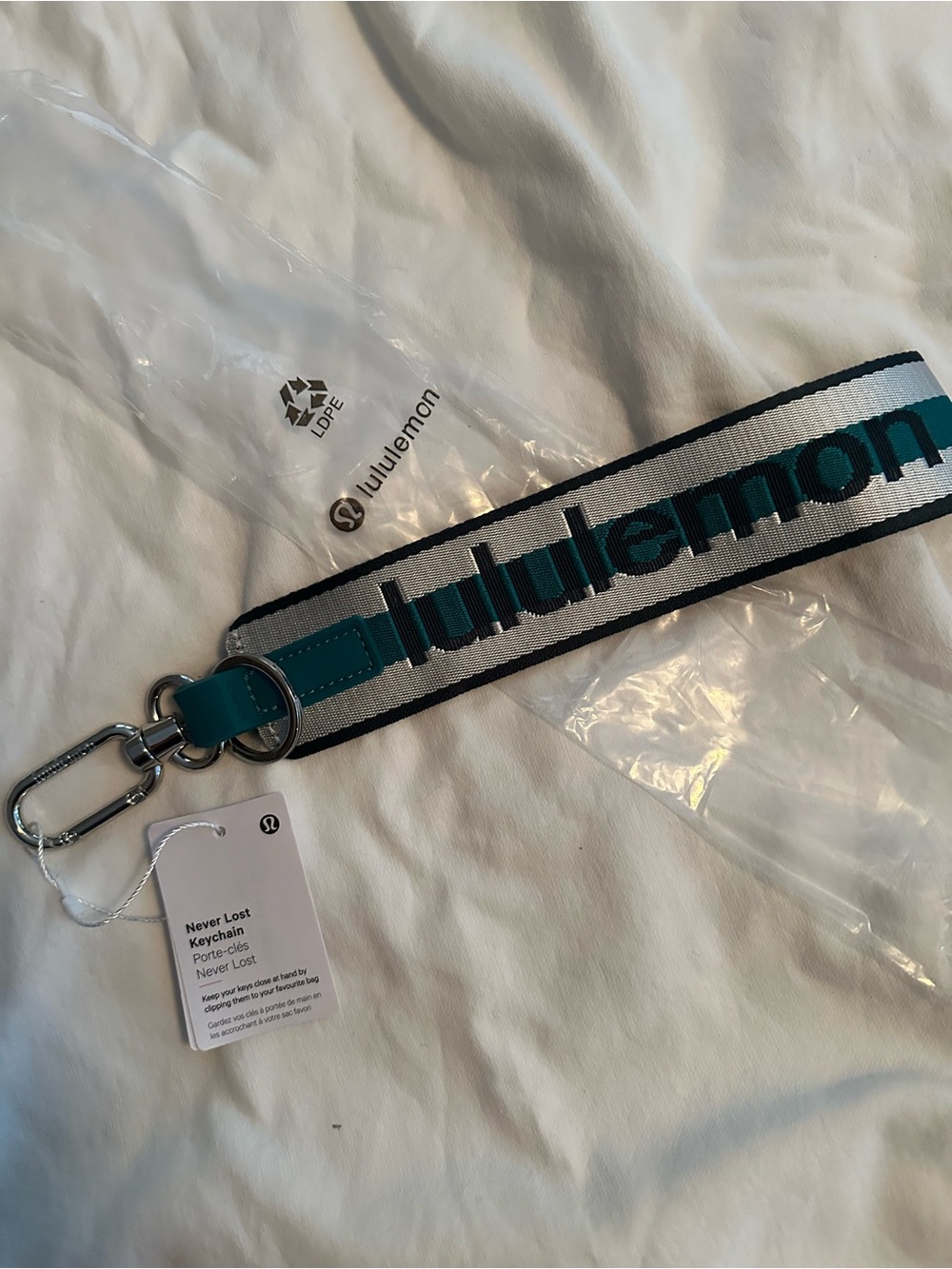 lululemon athletica Teal, White & Black Woven Logo Strap